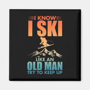 Aimant Meilleur art de ski pour grand-père hommes skiant