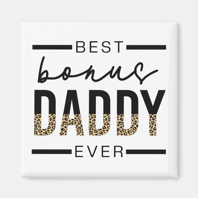Aimant Meilleur Bonus Daddy Jamais Leopard Typographie (Devant)
