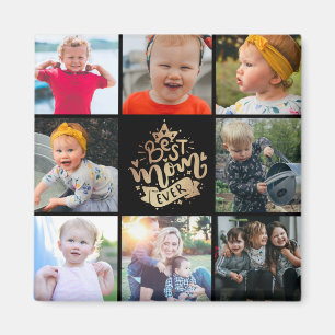 Aimant Meilleur Cadeau de Collage Photo Or pour Maman Mag