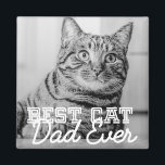 Aimant Meilleur Chat Papa Jamais Moderne Personnalisé Pho<br><div class="desc">Ce design simple et classique est composé de typographie serif et d'ajouter une photo personnalisée</div>