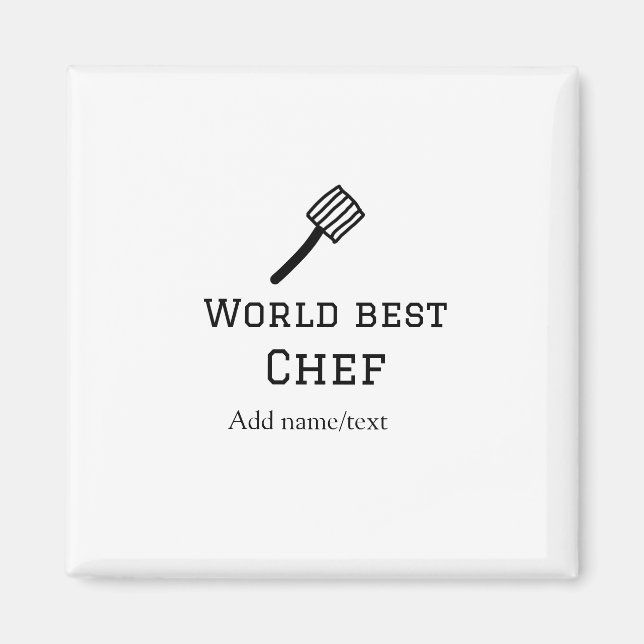 Aimant Meilleur chef du monde ajouter nom texte cuisine m (Devant)