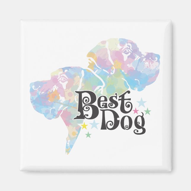 Aimant Meilleur chien "coloré" (Devant)