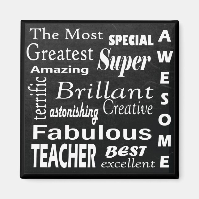 Aimant Meilleur Enseignant Chalkboard Sous Typographie Ar (Devant)
