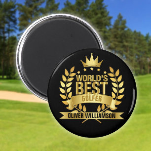 Aimant Meilleur golfeur du monde noir et or 5 étoiles