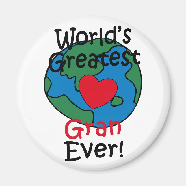 Aimant Meilleur Gran Cœur du Monde (Devant)