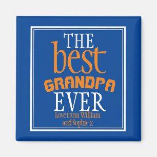 Aimant Meilleur Grand-Père Typographie Bleue