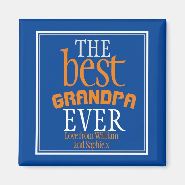 Aimant Meilleur Grand-Père Typographie Bleue (Devant)