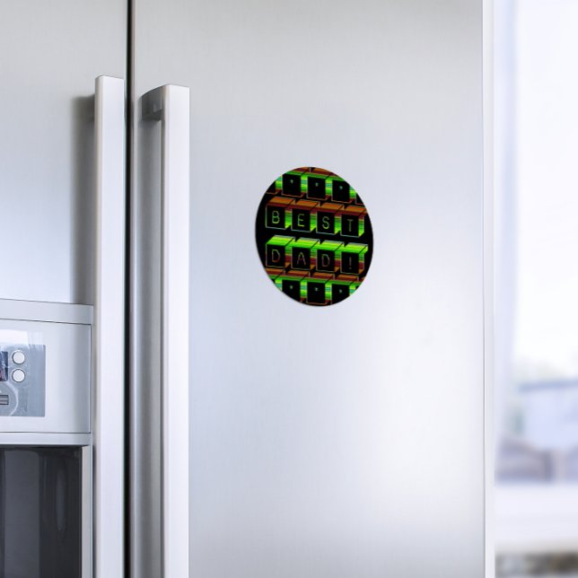 Aimant Meilleur papa bloque le texte Brown et jaune (Créateur téléchargé)