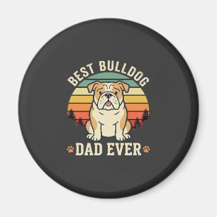 Aimant Meilleur Papa Bouledogue Retro Vecteur