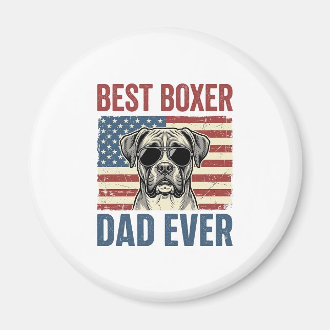 Aimant Meilleur Papa Boxer Vintage Chien (Devant)