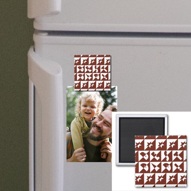 Aimant Meilleur papa Brown Motif rouge (Créateur téléchargé)