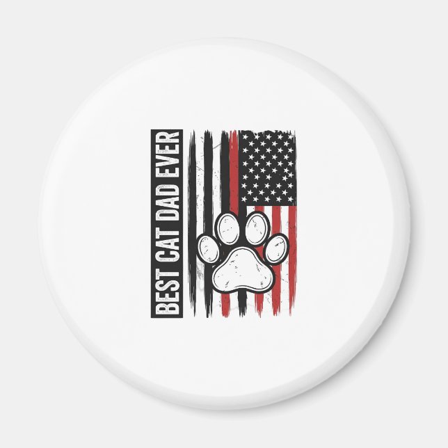 Aimant Meilleur papa chat patriote Design de drapeau de p (Devant)