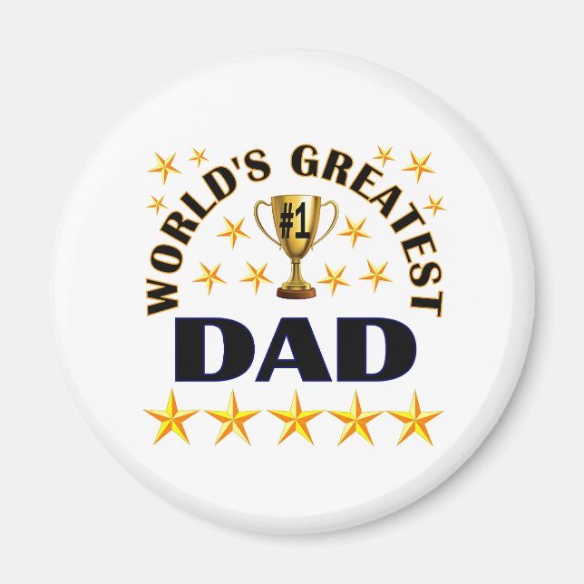Aimant Meilleur Papa du Monde, étoiles d'or, (Devant)