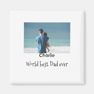 Aimant meilleur papa du monde photo nom date simple pères