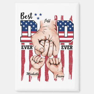 Aimant Meilleur Papa Jamais - Fist Bump USA Drapeau - 2 E