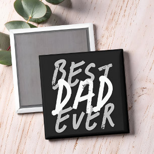 Aimant Meilleur Papa Moderne Noir et Gris Grunge