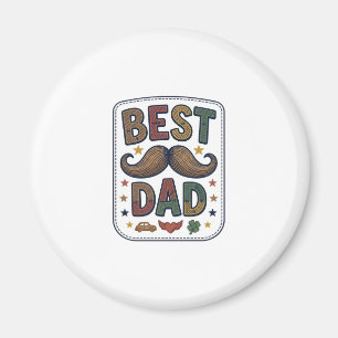 Aimant Meilleur Papa Moustache Vintage Vecteur Conception