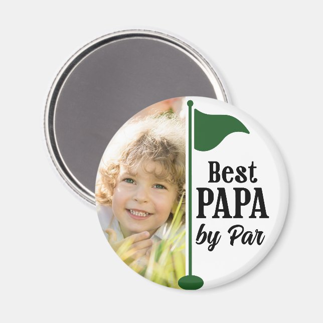 Aimant Meilleur Papa par Photo Golf Drapeau (Recto/Verso)