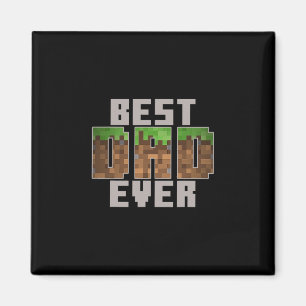 Aimant Meilleur Papa Pixel Block Terre Drôle Gamer Art