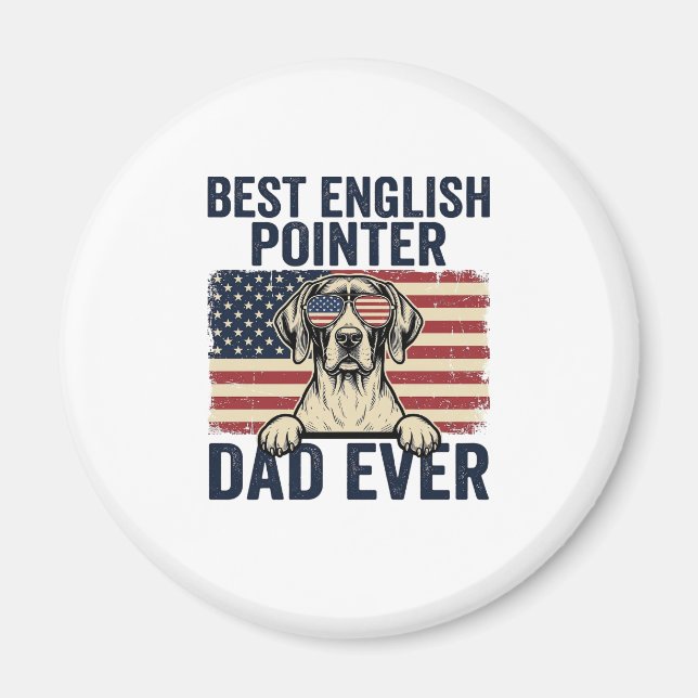 Aimant Meilleur Papa Pointer Anglais Patriote de Chien (Devant)