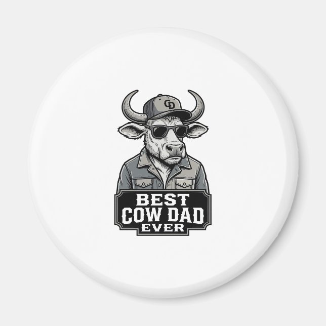Aimant Meilleur papa vache jamais design de gravure vinta (Devant)