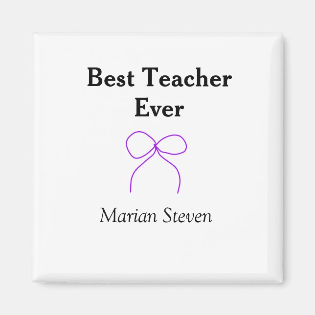 Aimant Meilleur professeur jamais ruban violet nom appréc (Devant)