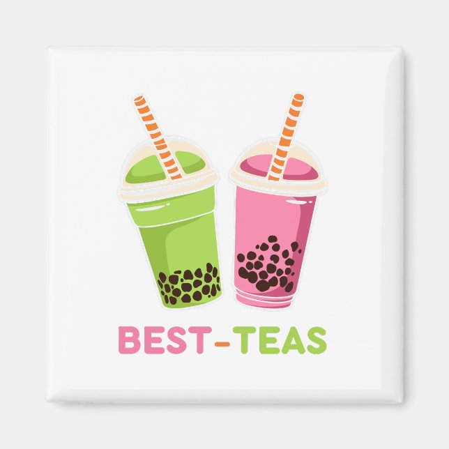 Aimant Meilleur thé kawaii boba bubble perle thé meilleur (Devant)