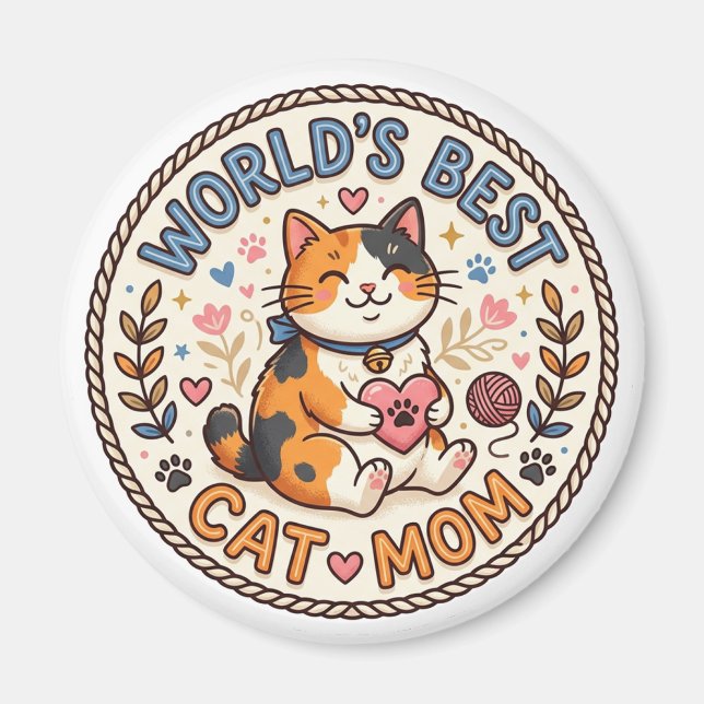 Aimant Meilleure Maman de Chat du Monde Mignonne (Devant)