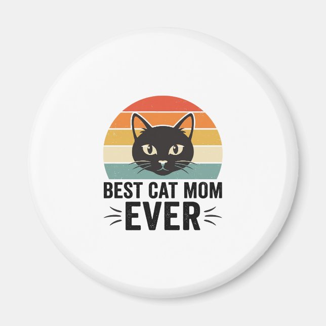 Aimant Meilleure Maman de Chat Retro Visage de Chat Desig (Devant)