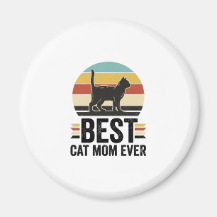 Aimant Meilleure Maman de Chat Vintage Chat Noir Rétro De