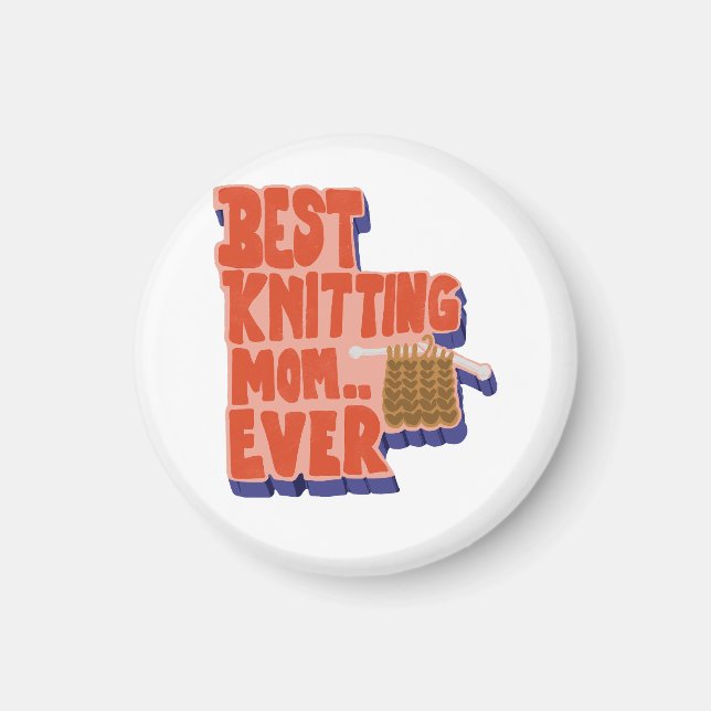 Aimant Meilleure Maman de Tricot Ever Rétro Typographie V (Devant)