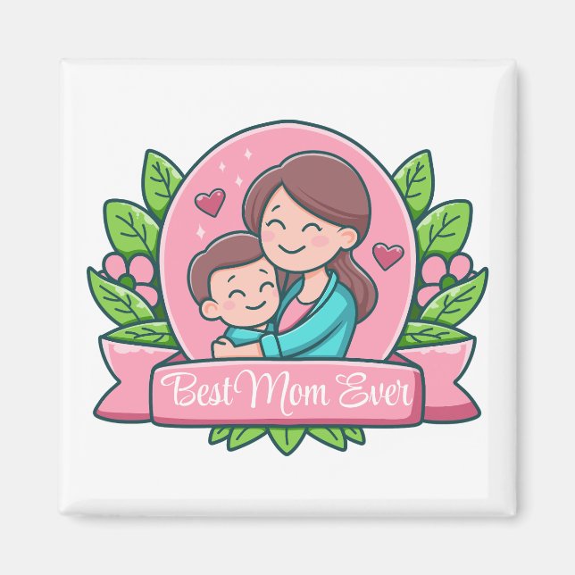 Aimant Meilleure Maman du Monde, Maman et Enfant, Personn (Devant)