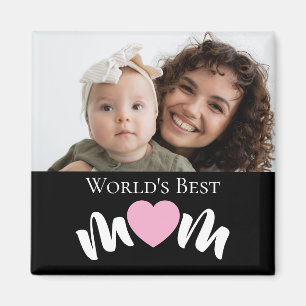 Aimant Meilleure Maman du Monde Photo Script Personnalisé