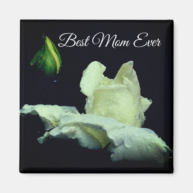 Aimant Meilleure maman jamais blanc Rosebud Flower (Devant)