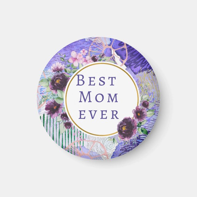 Aimant Meilleure maman jamais en violet (Devant)