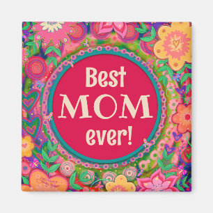 Aimant Meilleure Maman Jolie rose Whimssal Floral Amusant