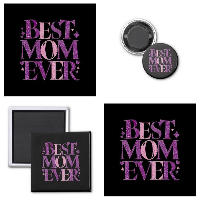 Aimant Meilleure Mère de Tous les Temps Typographie Tenda (best mom ever Buttons Trendy Typography)