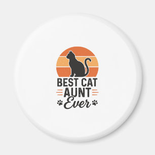 Aimant Meilleure Tante de Chat Vintage Sunset T-Shirt Des