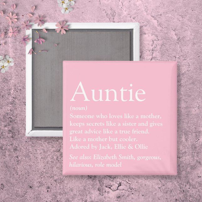 Aimant Meilleure Tante du Monde Définition Rose (World's Best Ever Aunt Auntie Definition Pink Magnet)