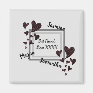 Aimant Meilleurs amis Bright Red Heart Long amitié