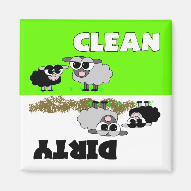 Aimant Mélange Mouton Nettoyer / Lave-vaisselle sale Magn (Devant)