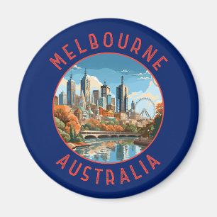 Aimant Melbourne Australie Retro Cercle désorganisé
