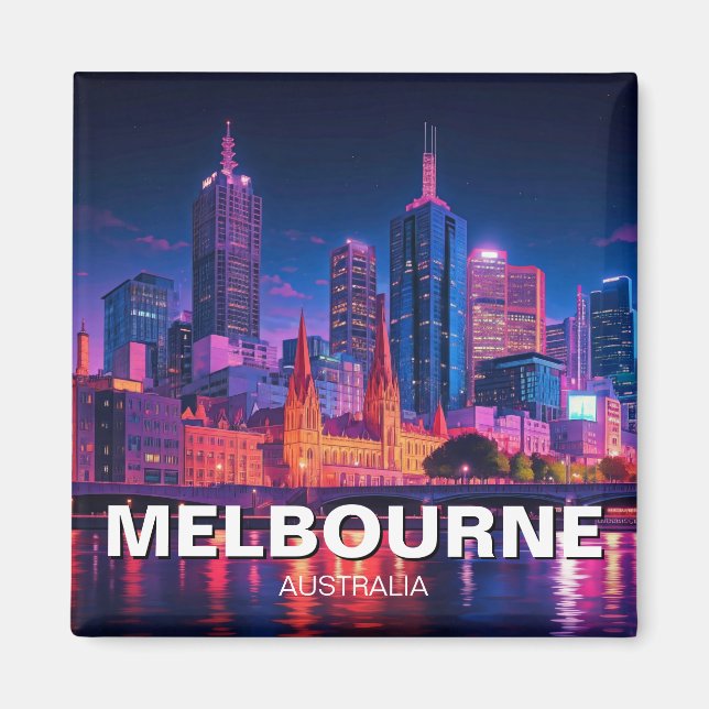 Aimant Melbourne Australie Skyline Nuit (Devant)