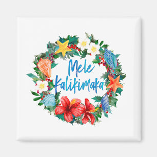 Aimant Mele Kalikimaka Hawaiian Christmas Wreath