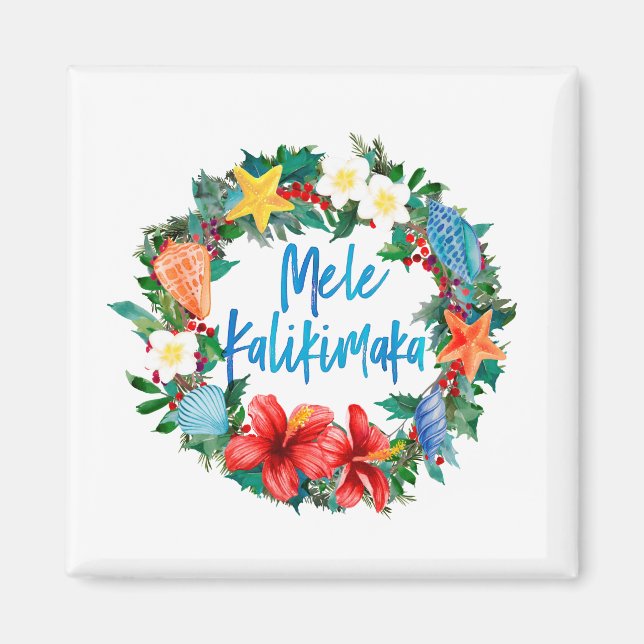 Aimant Mele Kalikimaka Hawaiian Christmas Wreath (Devant)