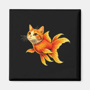 Aimant Mème d'animal mignon hybride chat poisson rouge dr