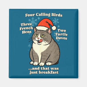 Aimant Mème de chat de Noël drôle de caroling de vacances