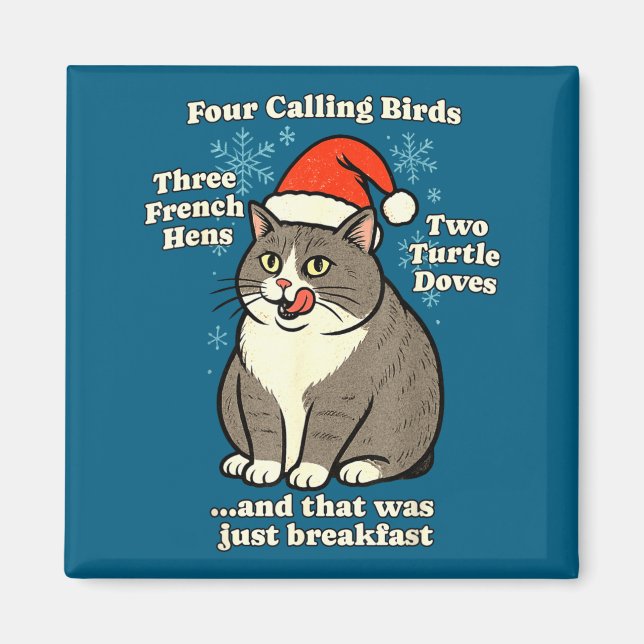 Aimant Mème de chat de Noël drôle de caroling de vacances (Devant)