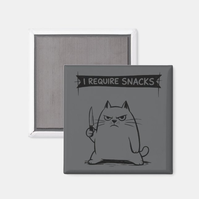 Aimant Mème de chat drôle J'ai besoin de snacks  (Recto/Verso)