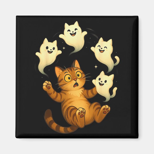 Aimant Mème de chat drôle Soky Halloween minou  (Devant)